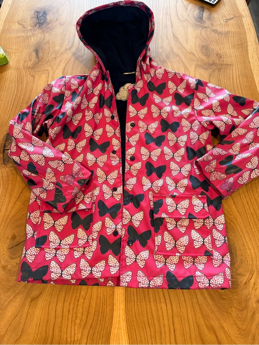 Hatley Pink Butterfly Hooded Raincoat